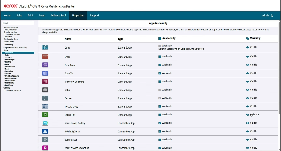 Enable Server Fax on Xerox walk-up display
